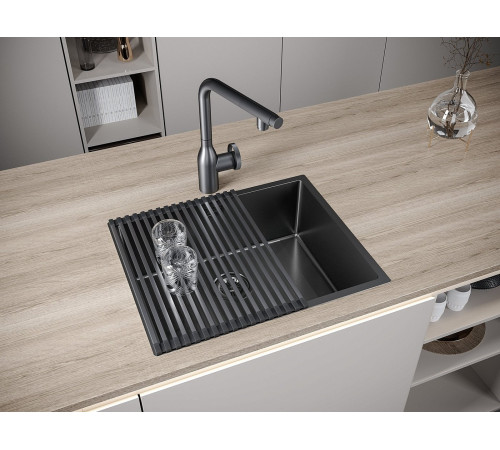 Кухонная мойка Paulmark NEXT 74 UNI PM215444-GM черный/вороненая сталь