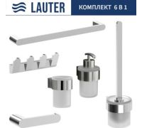 Набор аксессуаров для ванной Lauter 21TS3018 + 21TS3020 + 21TS3008 + 21TS3012 + 21TS3005 + 21TS3022 Chrome, 6 предметов