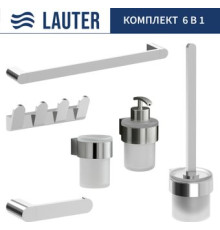 Набор аксессуаров для ванной Lauter 21TS3018 + 21TS3020 + 21TS3008 + 21TS3012 + 21TS3005 + 21TS3022 Chrome, 6 предметов