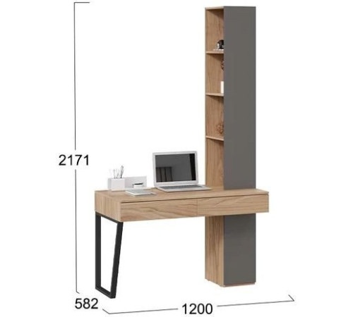 Стол Трия Порто СМ-393.15.012 со шкафом яблоня беллуно/графит софт