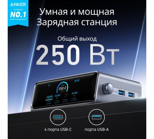 Сетевое зарядное Anker Prime A2345 250W GaN Charging Station черный