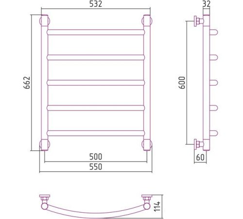 Полотенцесушитель Сунержа Галант+ 600x500 00-0200-6050