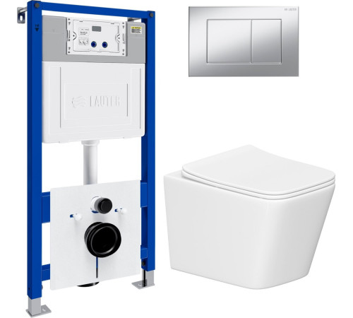 Унитаз подвесной Lauter Square 214903 с кнопкой 219703J прямоугольная, сатин