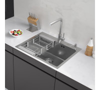 Кухонная мойка ARFEKA ECO AR мойка 600*500, коландер, дозатор SATIN DECOR VOLCANIC ROCK