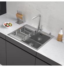 Кухонная мойка ARFEKA ECO AR мойка 600*500, коландер, дозатор SATIN DECOR VOLCANIC ROCK