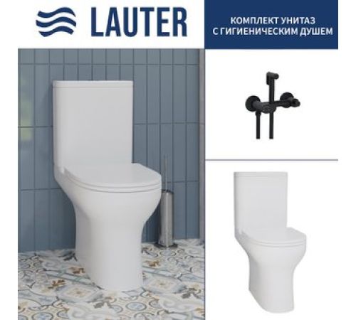 Унитаз напольный Lauter W246 2110246 + гигиенический душ Sano 21LT1292BM горизонтальный выпуск