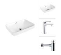 Умывальник Lauter 21441A + Sky 21CK533C с сифоном 21635CH хром