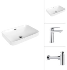 Умывальник Lauter 21441A + Sky 21CK533C с сифоном 21635CH хром