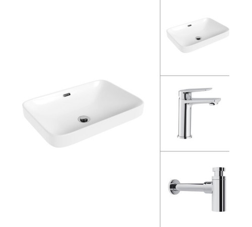 Умывальник Lauter 21441A + Sky 21CK533C с сифоном 21635CH хром