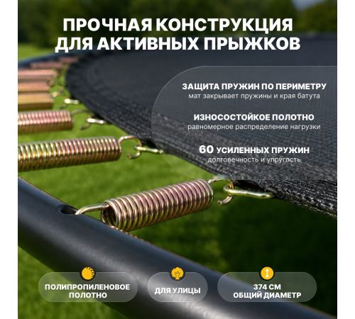 Батут Sundays JumpX-D374 синий, с сеткой, с лестницей