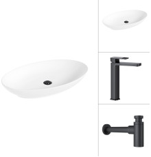 Умывальник Lauter 21571 + Cascade 21СК0655BS с сифоном 21635B черный матовый