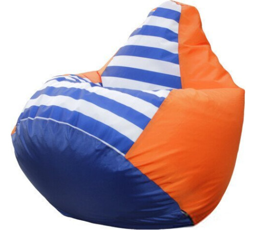 Кресло-мешок Flagman Груша Макси Дачное Г2.1-428 оранжевый/синий полосатый