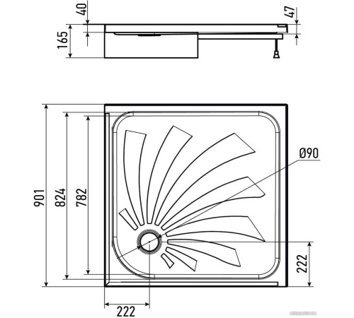Душевой поддон Alex Baitler AB9017H-2 90x90