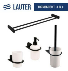 Набор аксессуаров для ванной Lauter 21SH2062 + 21SH42092 + 21SH42022 + 21SH212 Matt Black, 4 предмета