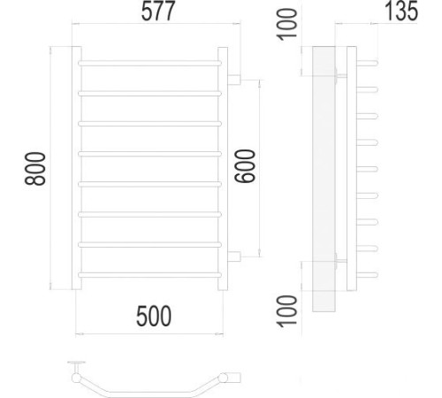 Полотенцесушитель TERMINUS Виктория П8 500x800 нп хром