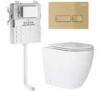 Унитаз приставной Roxen Antares в комплекте с инсталляцией Attach 5 в 1 967102 кнопка: брашированное золото