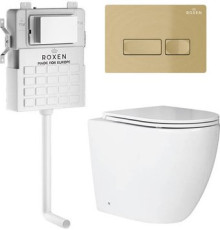 Унитаз приставной Roxen Antares в комплекте с инсталляцией Attach 5 в 1 967102 кнопка: брашированное золото