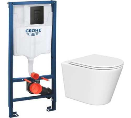 Унитаз подвесной Lauter Longer 2110822 + GROHE Solido 38811KF0 с кнопкой прямоугольная, черный