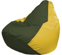 Кресло-мешок Flagman Груша Г2.1-57 тёмно-оливковый/жёлтый