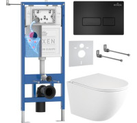 Унитаз подвесной Roxen Antares Tornado Long в комплекте с инсталляцией StounFix Dual Fresh 6 в 1 868413 кнопка: черный матовая