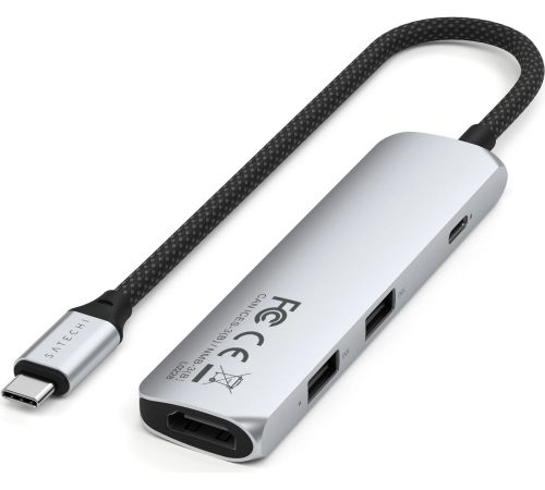 Док-станция Satechi 4-in-1 USB-C Slim Multiport Adapter 4K ST-P4SS серебристый