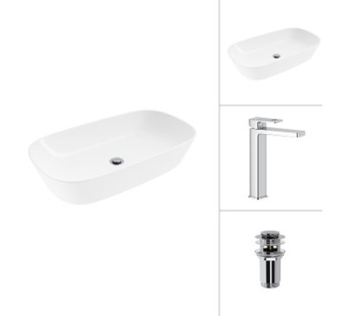 Умывальник Lauter 21393-70 + Cascade 21СК0655C + донный клапан 21190CH хром