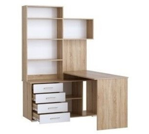 Стол Памир ПКС-11 правый дуб сонома/белый глянец