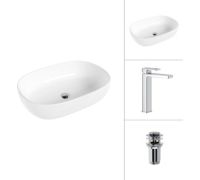 Умывальник Lauter 21836 + Cascade 21СК0655C с донным клапаном 21190CH хром