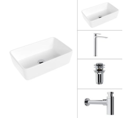 Умывальник Lauter 21674A + Reef 21CK8678C + сифон 21635CH + дон.клапан 21190CH хром