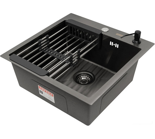 Кухонная мойка ARFEKA Eco AR мойка 450*500, коландер, дозатор Black