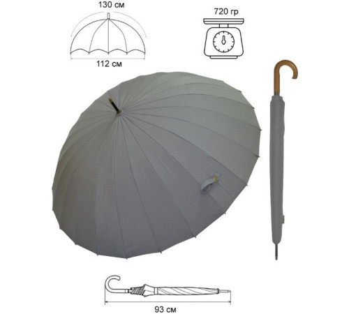 Зонт-трость Ame Yoke L65-24CH серый