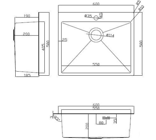 Кухонная мойка ARFEKA Eco AR 600*500 Black PVD Nano Decor
