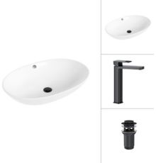 Умывальник Lauter 21709 + Cascade 21СК0655BS с донным клапаном 21190B черный матовый