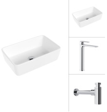 Умывальник Lauter 21674A + Reef 21CK8678C с сифоном 21635CH хром