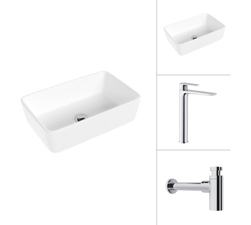 Умывальник Lauter 21674A + Reef 21CK8678C с сифоном 21635CH хром