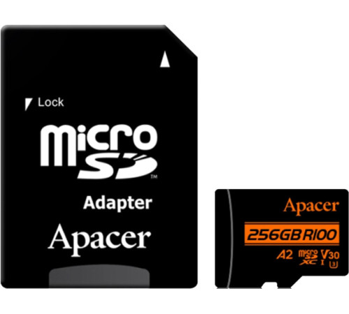 Карта памяти Apacer microSDXC AP256GMCSX10U8-R 256GB с адаптером