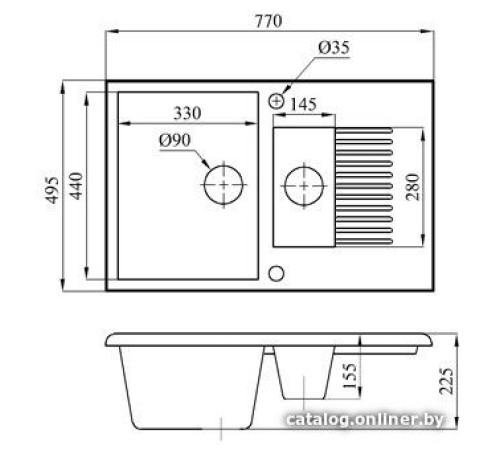 Кухонная мойка БелЭворс Forma L бежевый, без сифона