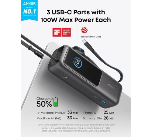 Внешний аккумулятор Anker A1695 165W 25000mAh черный