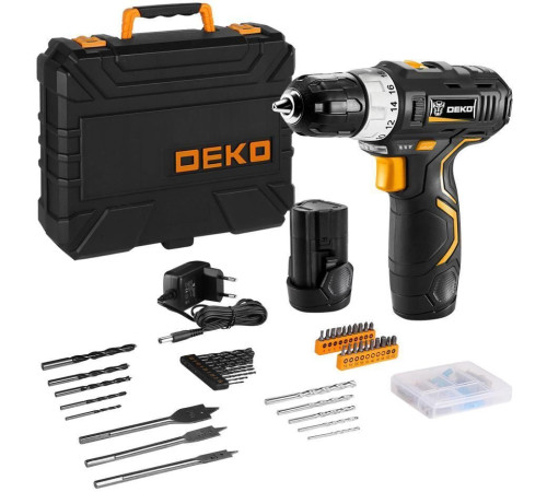 Дрель-шуруповерт Deko GCD12DU3 SET 5 063-4148 с 2-мя АКБ, кейс, набор оснастки