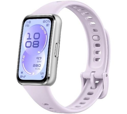 Фитнес-браслет Huawei Band 11 серебристый алюминиевый корпус, с сиреневым силиконовым ремешком, международная версия