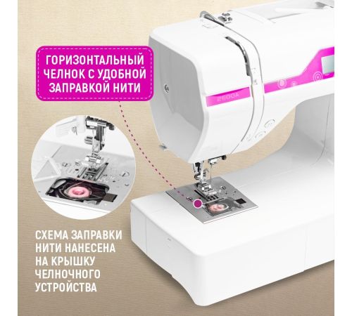 Электромеханическая швейная машина Janete 2600A розовый