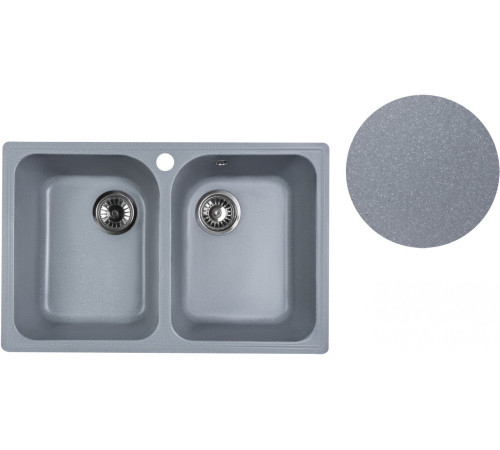 Кухонная мойка Marblan Duas серебристый,с сифоном