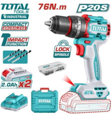 Ударная дрель-шуруповерт Total TIDLI20768 с 2-мя АКБ, кейс