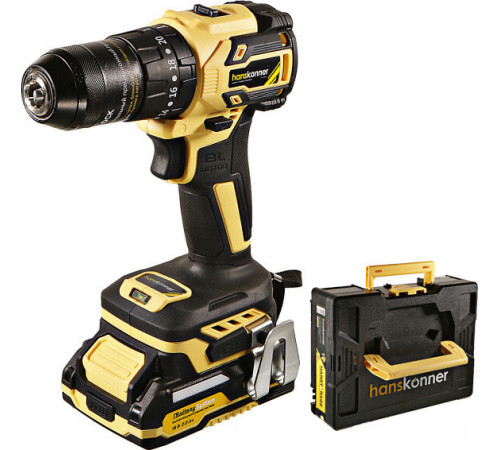 Ударная дрель-шуруповерт Hanskonner HCD2065BLIC с 2-мя АКБ, кейс