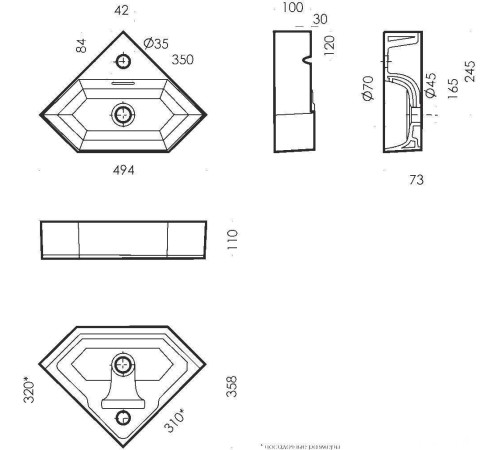 Умывальник Sanita Luxe Line LIN35SLWB01