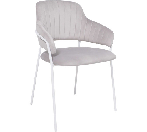 Стул с подлокотниками Алвест AV 448 светло-серый бархат H-09/белый