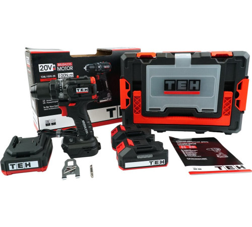 Дрель-шуруповерт TEH TDBL1020-2B с 2-мя АКБ, кейс