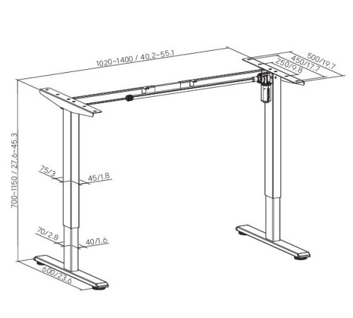Стол с регулировкой высоты ErgoSmart Electric Desk Prime 1380х800х18 мм альпийский белый/черный