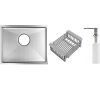 Кухонная мойка Schtoff Undermount Best Decor Silver 5545 + коландер KR-1 GREY + дозатор SD-1 SILVER