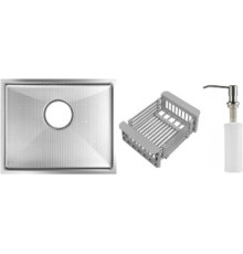 Кухонная мойка Schtoff Undermount Best Decor Silver 5545 + коландер KR-1 GREY + дозатор SD-1 SILVER
